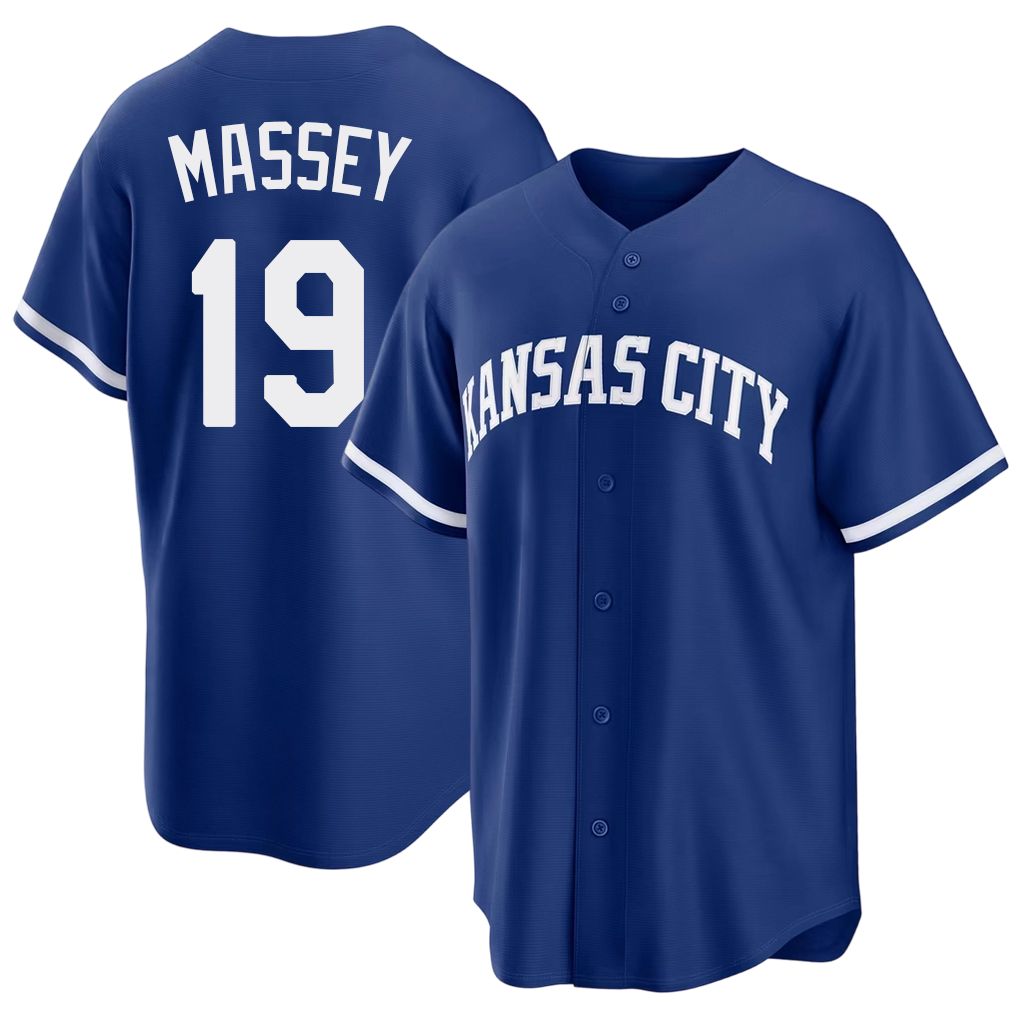 Kansas City #19 Massey Player Baseball Short Sleeve Royal Jersey Michael For Men Women Youth Gift