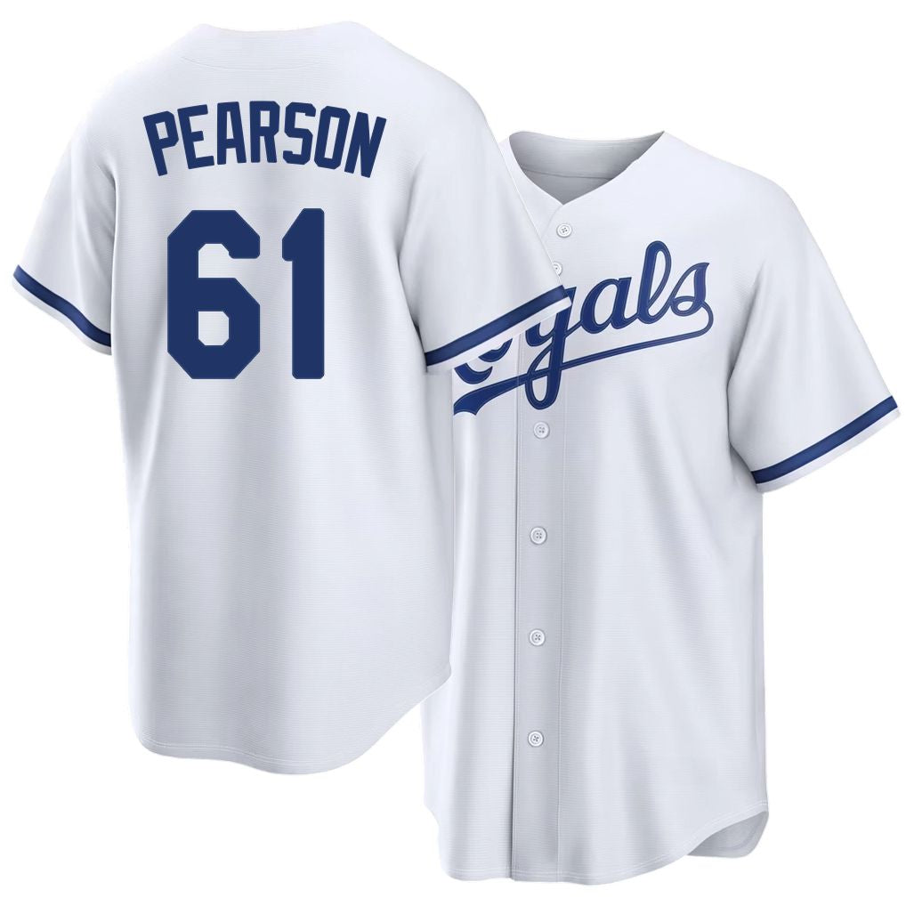 Kansas City #61 Pearson Player Baseball Short Sleeve White Jersey Nate For Men Women Youth Gift