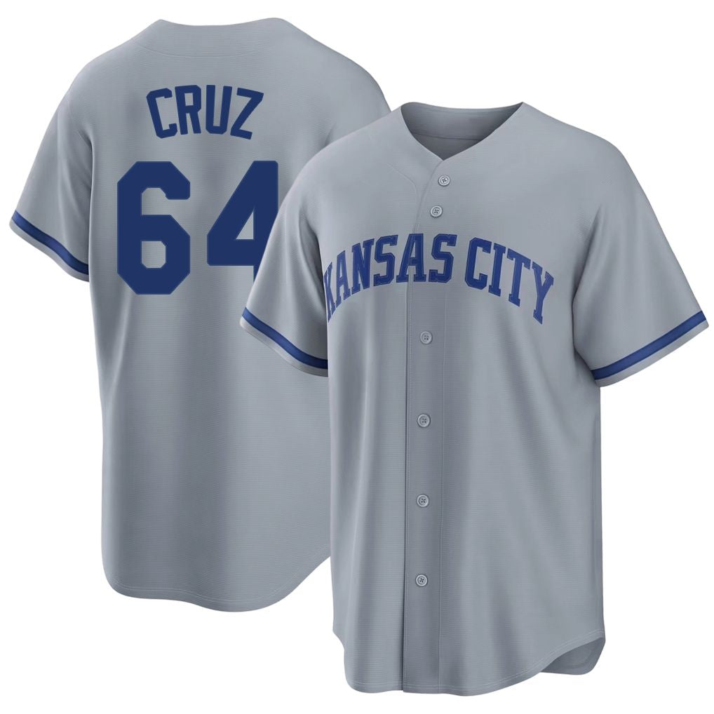 Kansas City #64 Cruz Player Baseball Short Sleeve Gray Jersey Steven For Men Women Youth Gift