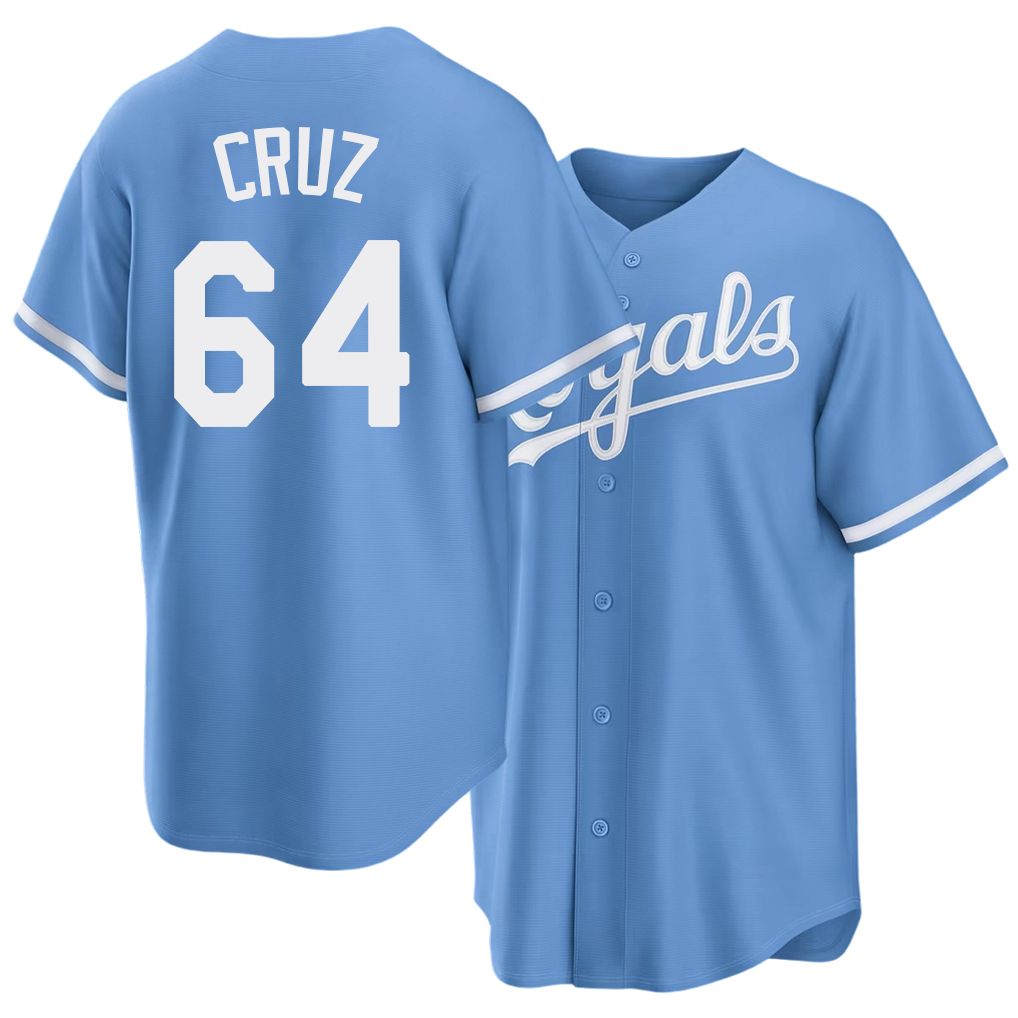 Kansas City #64 Cruz Player Baseball Short Sleeve Blue Jersey Steven For Men Women Youth Gift