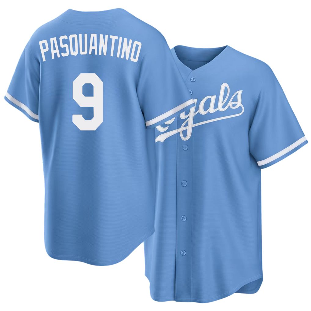 Kansas City #9 Pasquantino Player Baseball Short Sleeve Blue Jersey Vinnie For Men Women Youth Gift