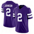 Kansas St. #2 Johnson Player College Football V Neck Short Sleeve Purple Jersey Avery For Men Youth Women