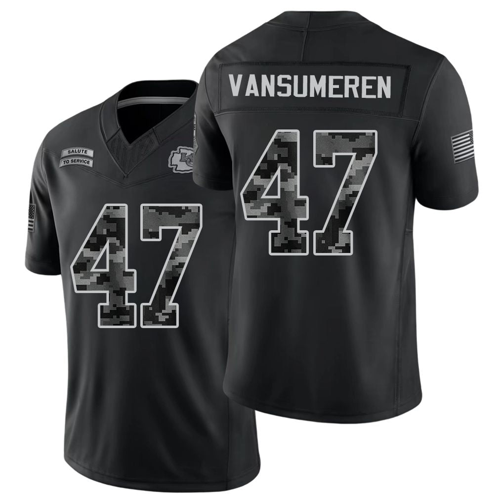 Kansas City #47 VanSumeren Player Football V Neck Short Sleeve Black Jersey Ben For Men Youth Women Gift