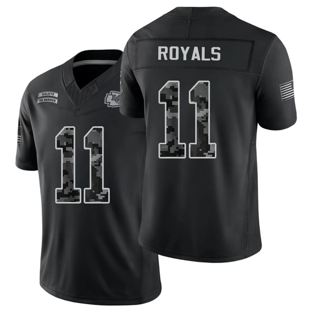 Kansas City #11 Royals Player Football V Neck Short Sleeve Black Jersey Jalen For Men Youth Women Gift
