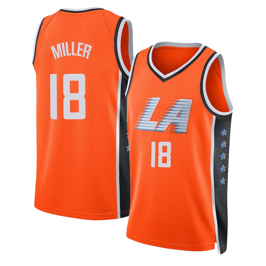 Los Angeles C #18 Miller Player Basketball Sleeveless Orange Jersey Baba For Adult Youth