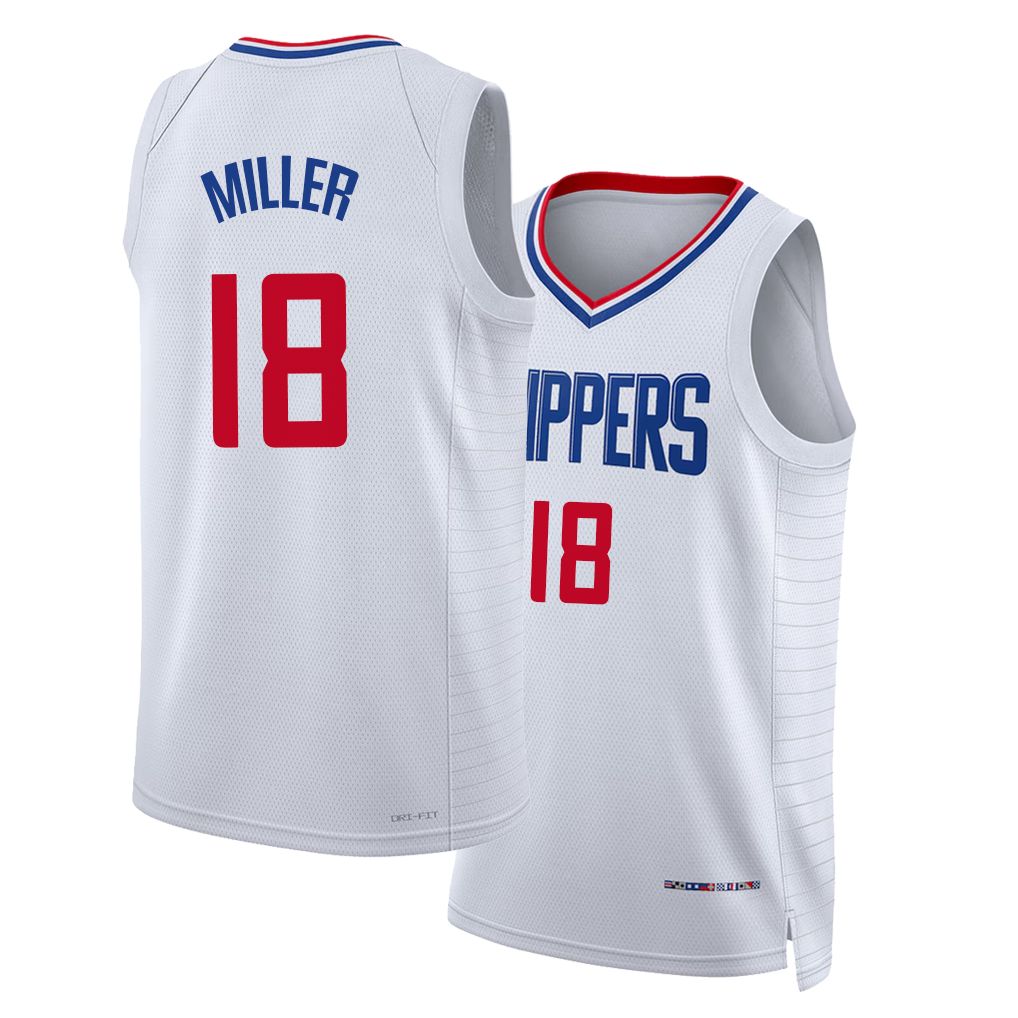 Los Angeles C #18 Miller Player Basketball Sleeveless White Jersey Baba For Adult Youth