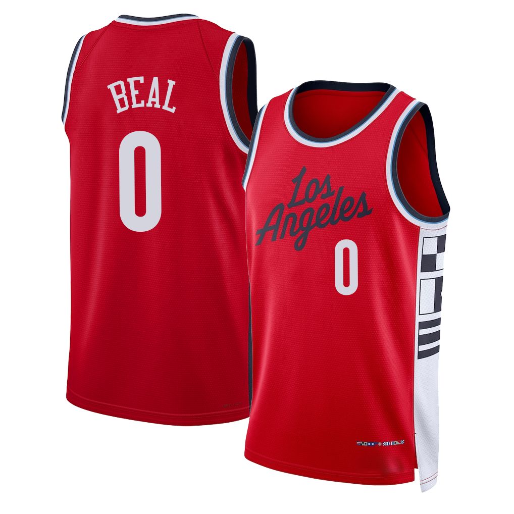 Los Angeles C #0 Beal Player Basketball Sleeveless Red Jersey Bradley For Adult Youth
