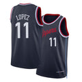 Los Angeles C #11 Lopez Player Basketball Sleeveless Navy Jersey Brook For Adult Youth