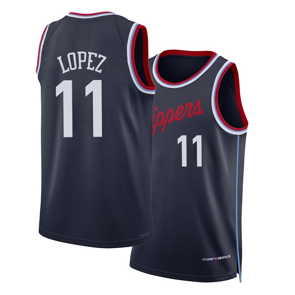 Los Angeles C #11 Lopez Player Basketball Sleeveless Navy Jersey Brook For Adult Youth