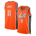 Los Angeles C #11 Lopez Player Basketball Sleeveless Orange Jersey Brook For Adult Youth