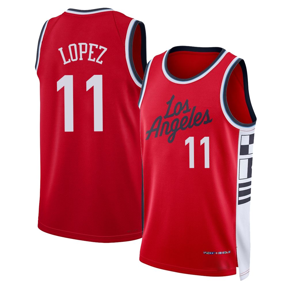 Los Angeles C #11 Lopez Player Basketball Sleeveless Red Jersey Brook For Adult Youth