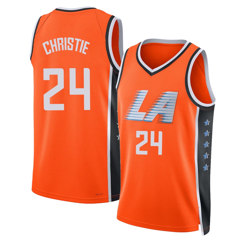 Los Angeles C #24 Christie Player Basketball Sleeveless Orange Jersey Cam For Adult Youth