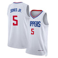 Los Angeles C #5 Jones Jr. Player Basketball Sleeveless White Jersey Derrick For Adult Youth