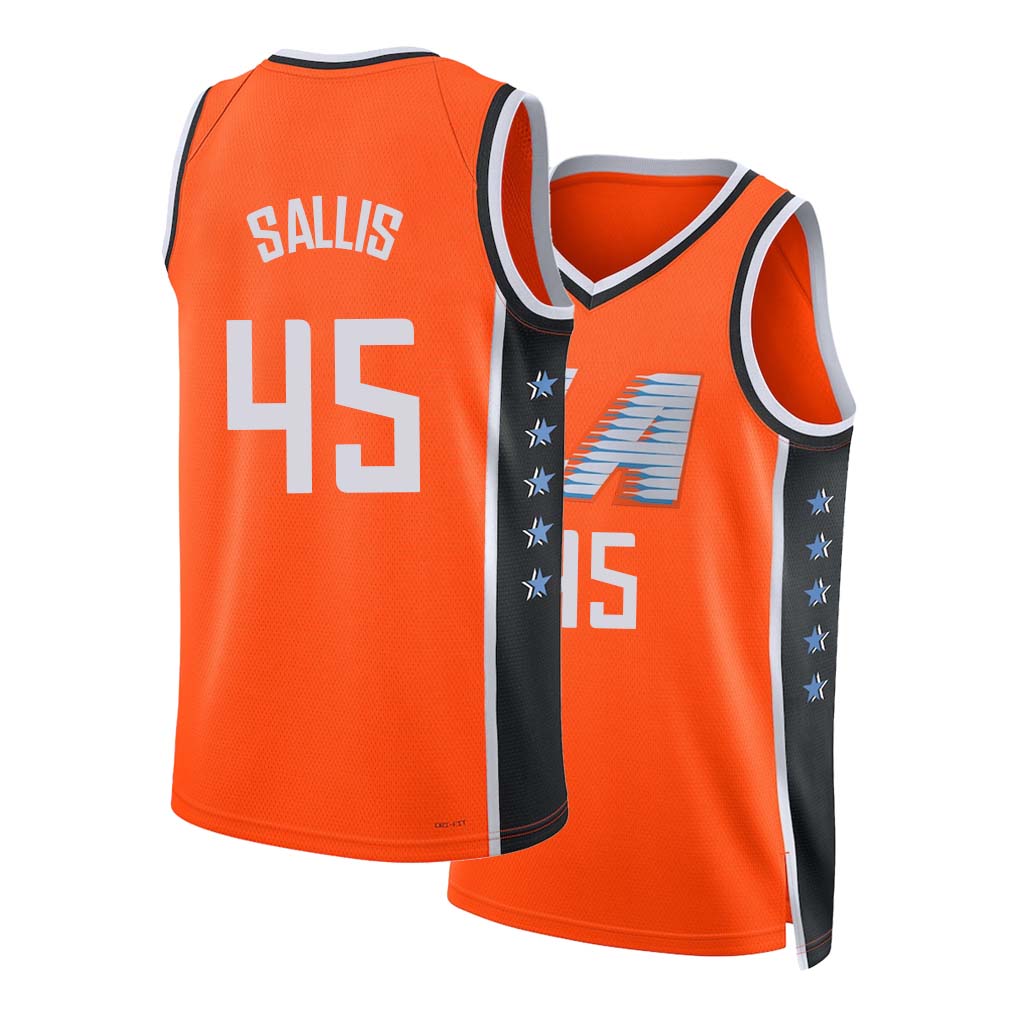 Los Angeles C #45 Sallis Player Basketball Sleeveless Orange Jersey Hunter For Adult Youth