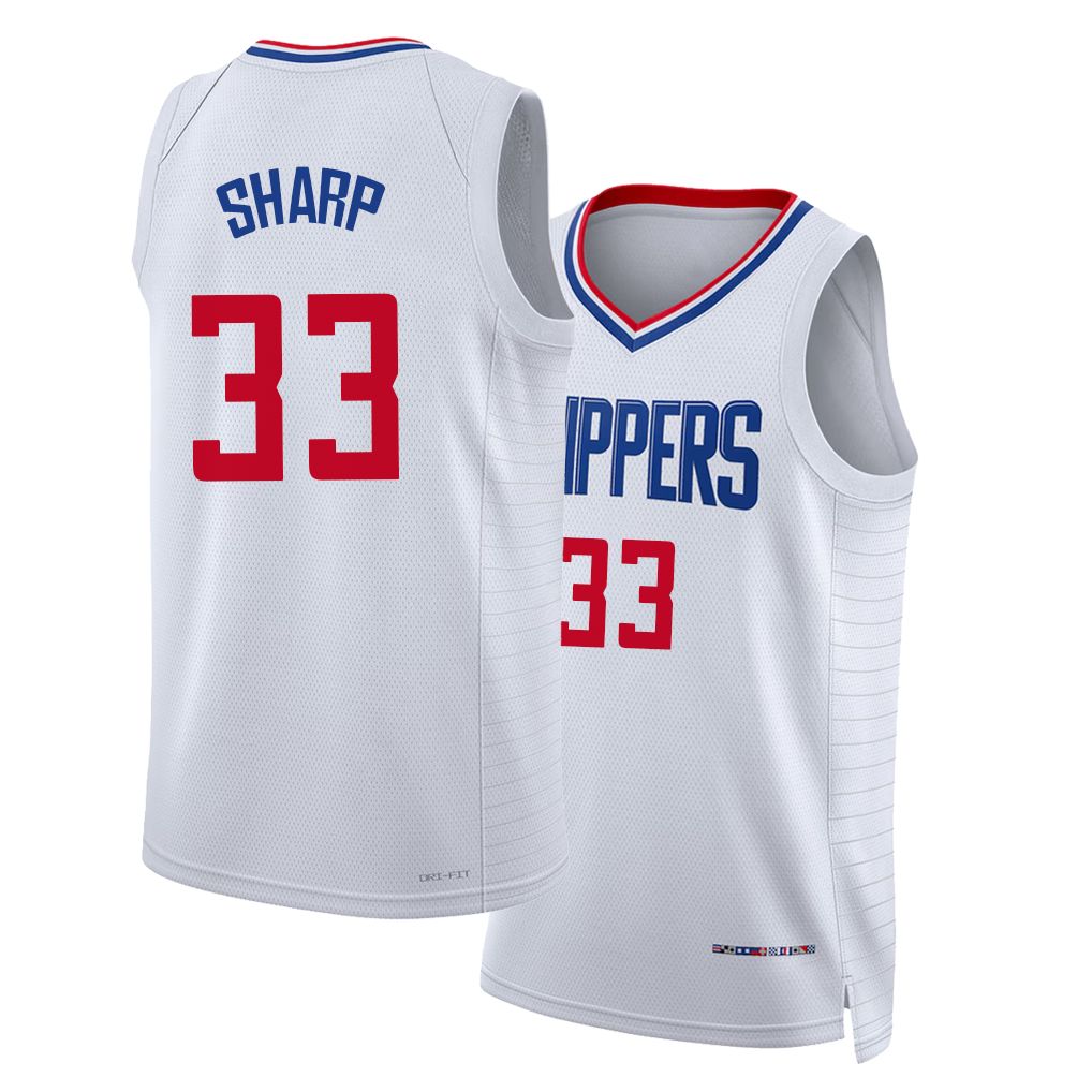 Los Angeles C #33 Sharp Player Basketball Sleeveless White Jersey Jamarion For Adult Youth