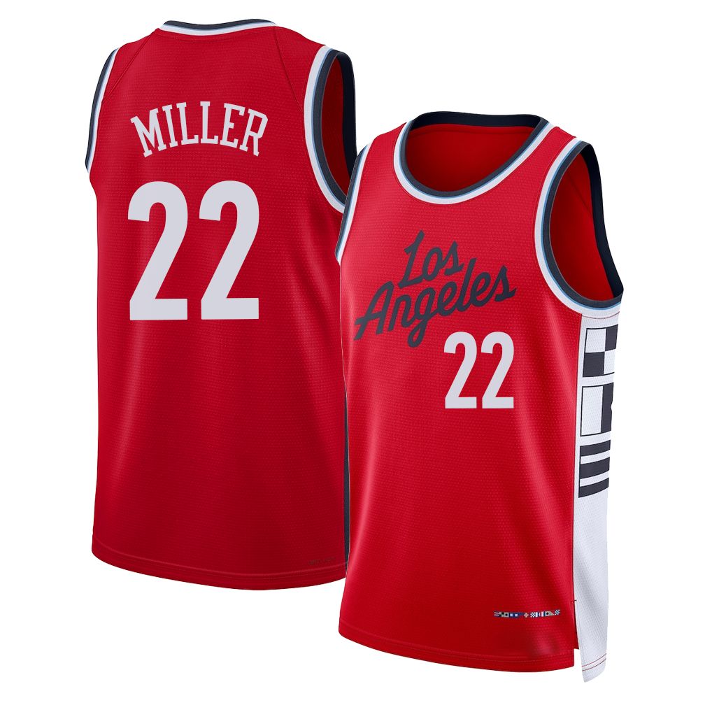 Los Angeles C #22 Miller Player Basketball Sleeveless Red Jersey Jordan For Adult Youth