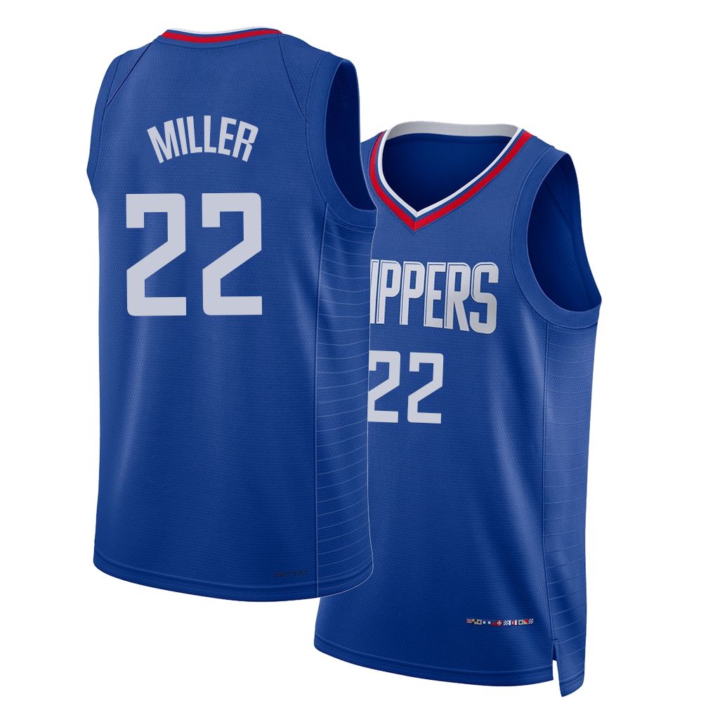 Los Angeles C #22 Miller Player Basketball Sleeveless Royal Jersey Jordan For Adult Youth