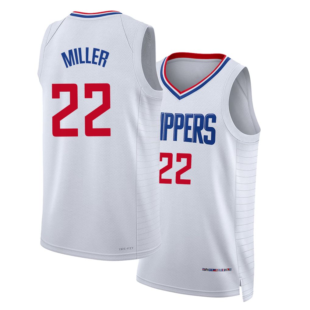 Los Angeles C #22 Miller Player Basketball Sleeveless White Jersey Jordan For Adult Youth