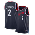 Los Angeles C #2 Leonard Player Basketball Sleeveless Navy Jersey Kawhi For Adult Youth