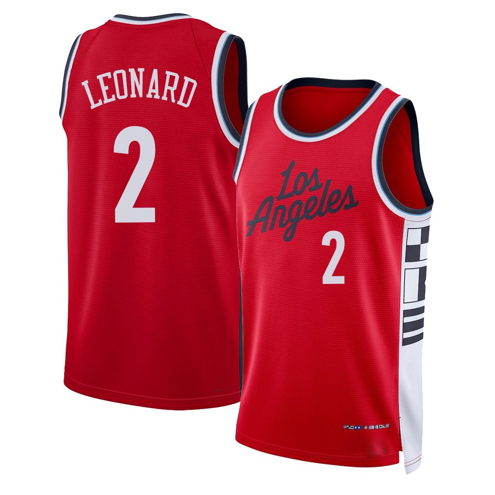 Los Angeles C #2 Leonard Player Basketball Sleeveless Red Jersey Kawhi For Adult Youth