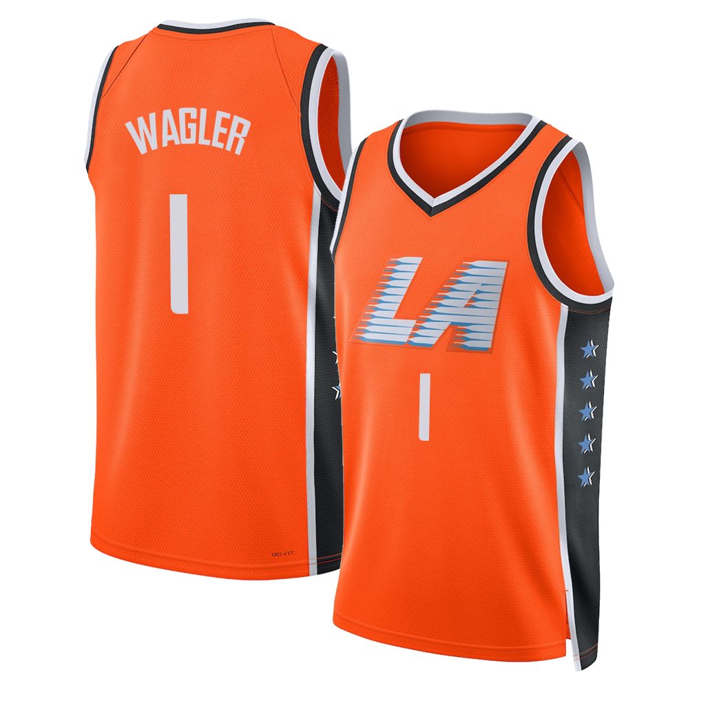 Los Angeles C #1 Wagler Player Basketball Sleeveless Orange Jersey Keaton For Adult Youth