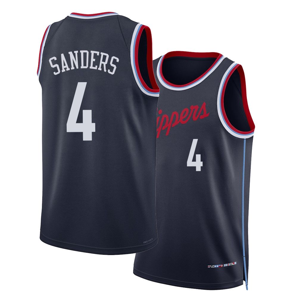 Los Angeles C #4 Sanders Player Basketball Sleeveless Navy Jersey Kobe For Adult Youth