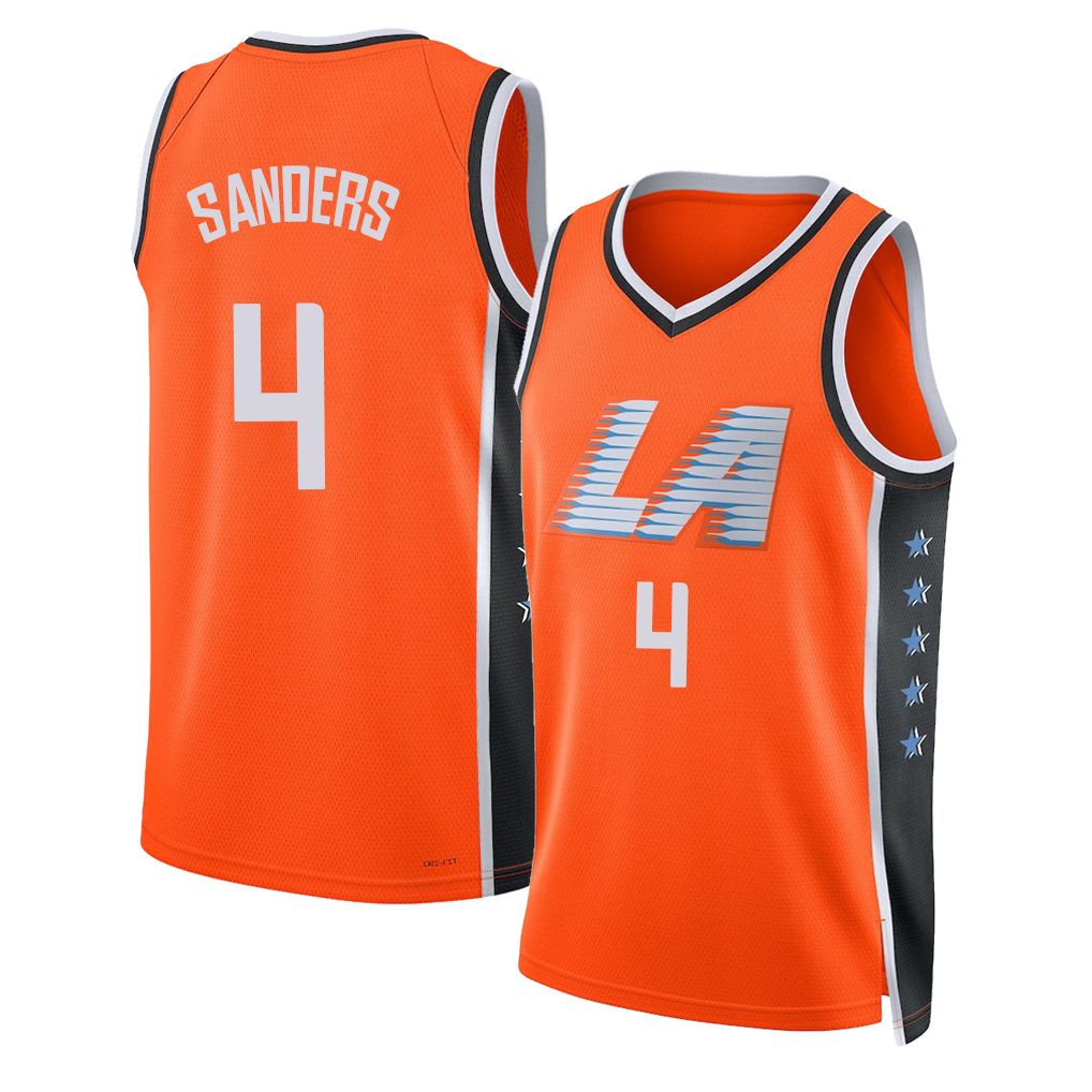 Los Angeles C #4 Sanders Player Basketball Sleeveless Orange Jersey Kobe For Adult Youth