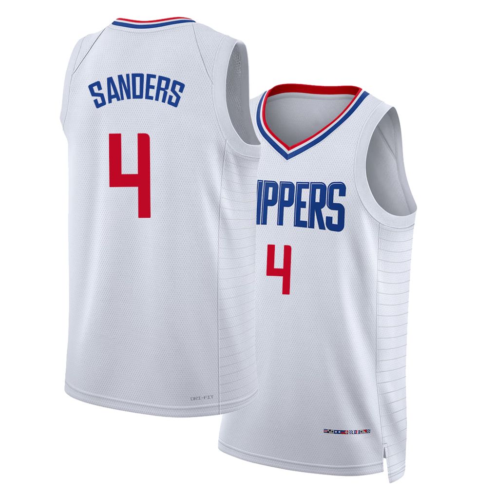 Los Angeles C #4 Sanders Player Basketball Sleeveless White Jersey Kobe For Adult Youth