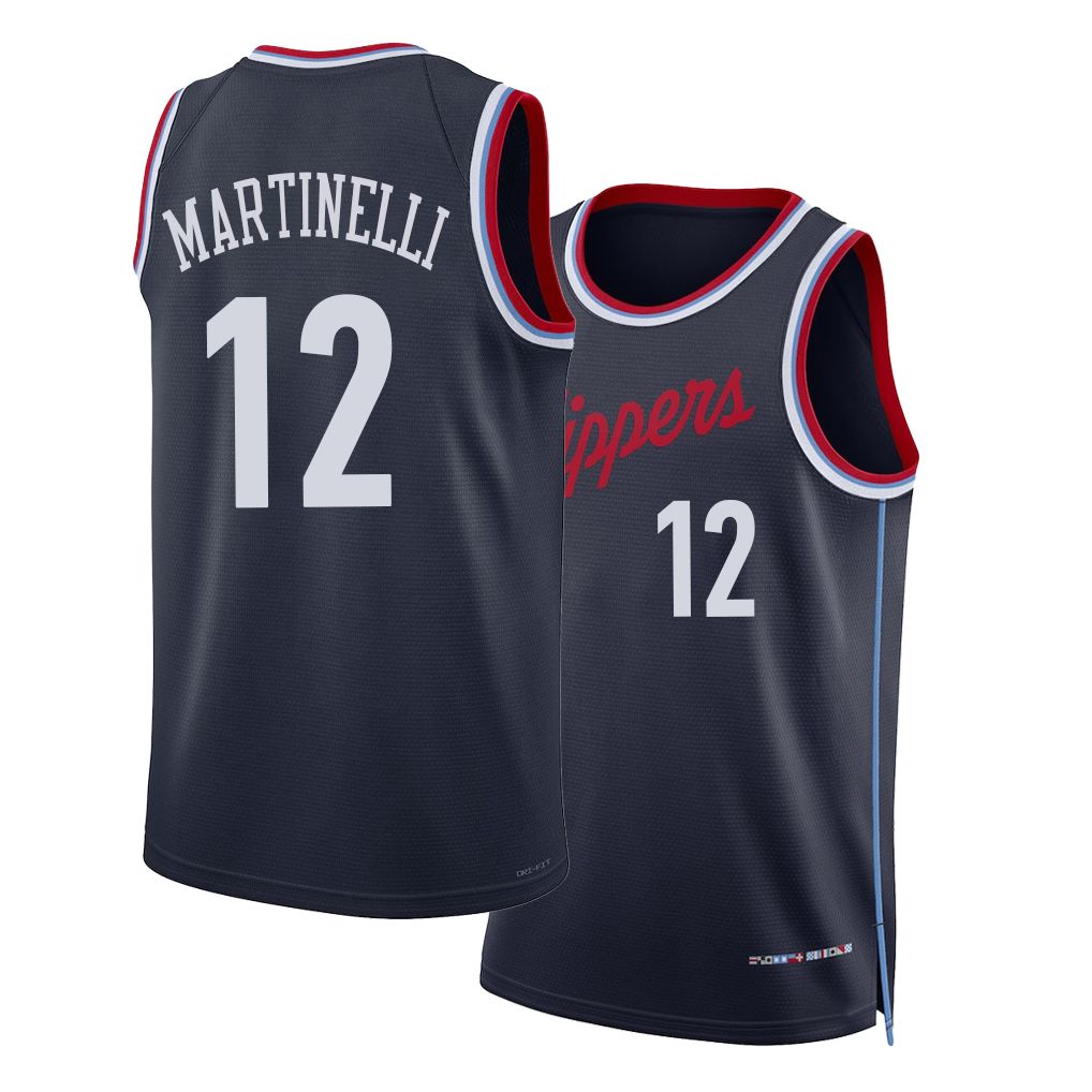 Los Angeles C #12 Martinelli Player Basketball Sleeveless Navy Jersey Nick For Adult Youth