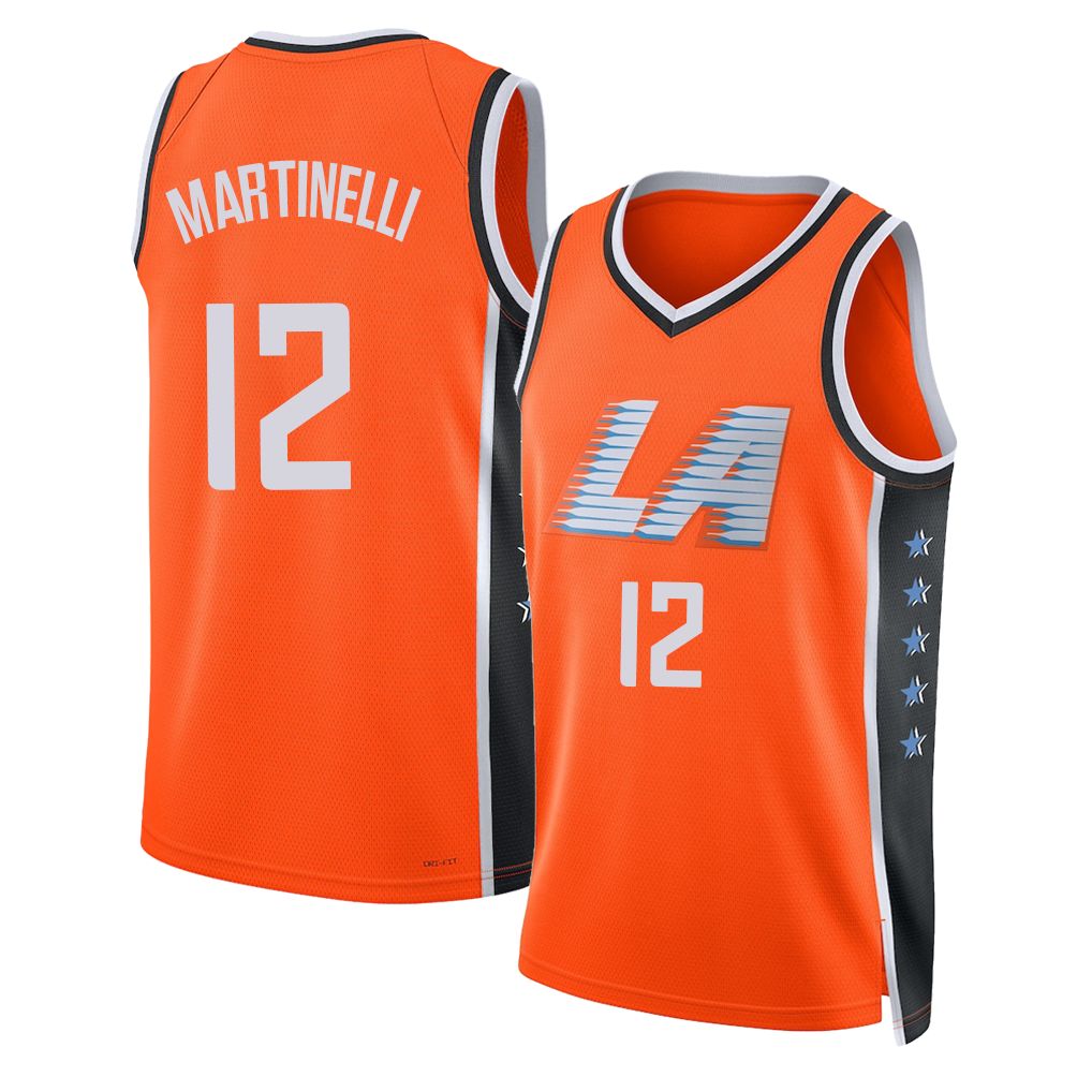 Los Angeles C #12 Martinelli Player Basketball Sleeveless Orange Jersey Nick For Adult Youth