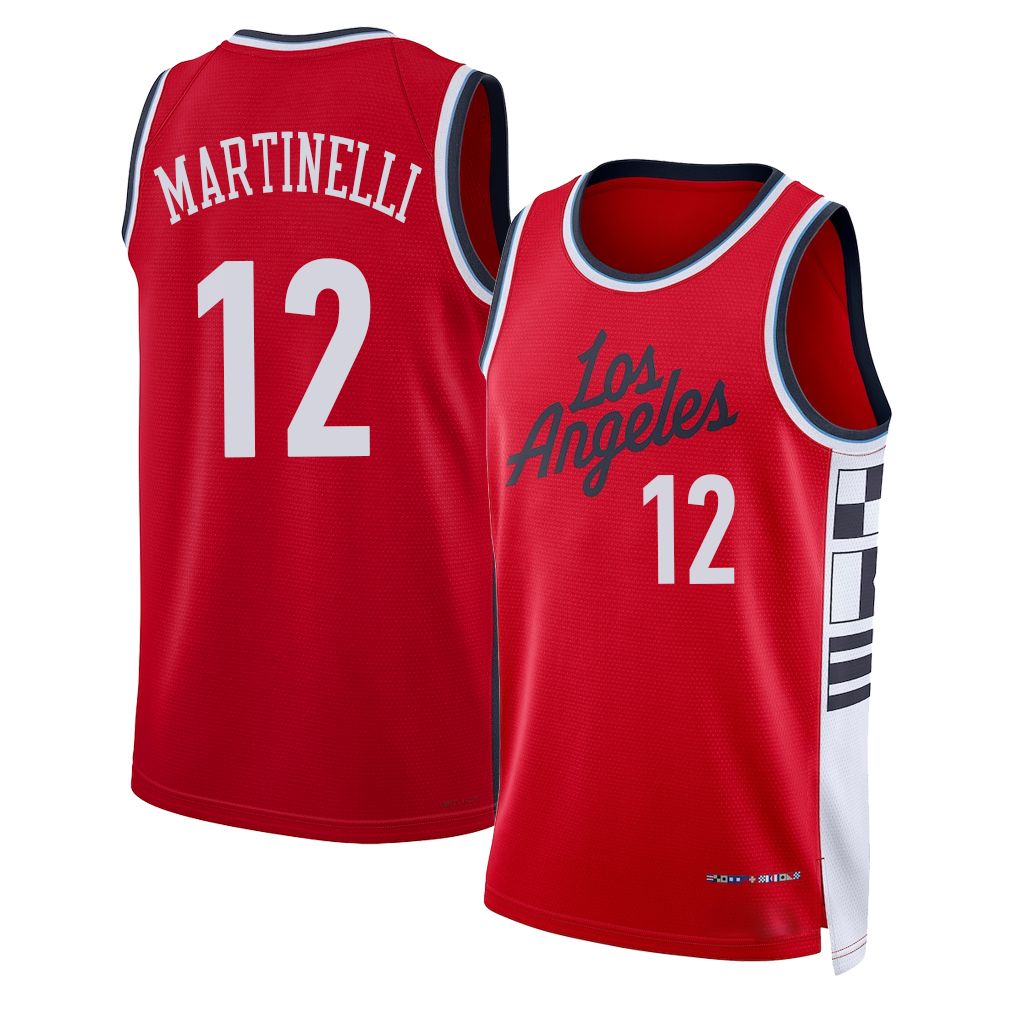 Los Angeles C #12 Martinelli Player Basketball Sleeveless Red Jersey Nick For Adult Youth