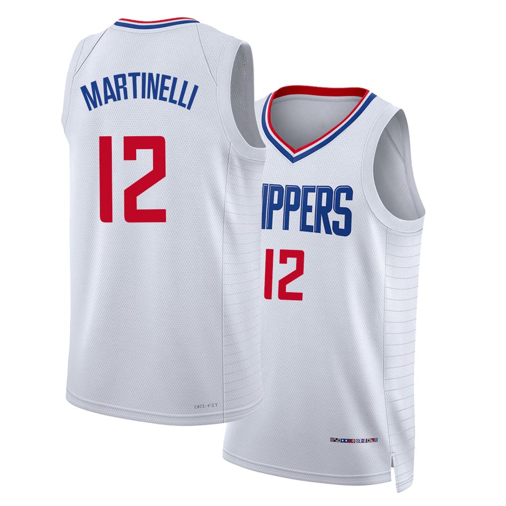 Los Angeles C #12 Martinelli Player Basketball Sleeveless White Jersey Nick For Adult Youth