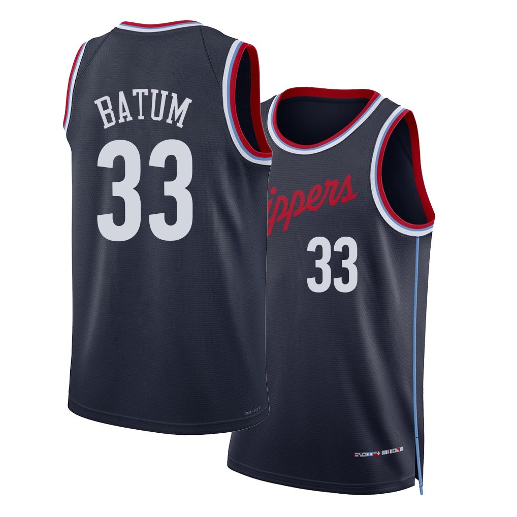Los Angeles C #33 Batum Player Basketball Sleeveless Navy Jersey Nicolas For Adult Youth