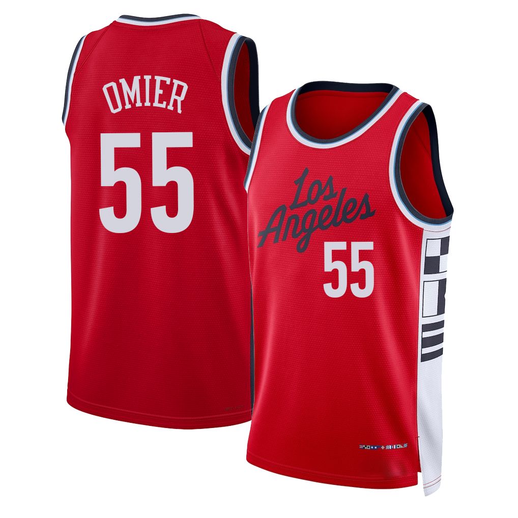 Los Angeles C #55 Omier Player Basketball Sleeveless Red Jersey Norchad For Adult Youth