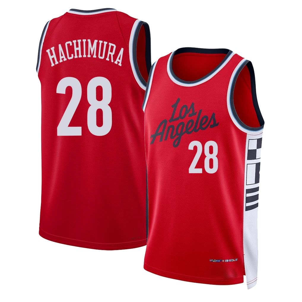 Los Angeles C #28 Hachimura Player Basketball Sleeveless Red Jersey Rui For Adult Youth