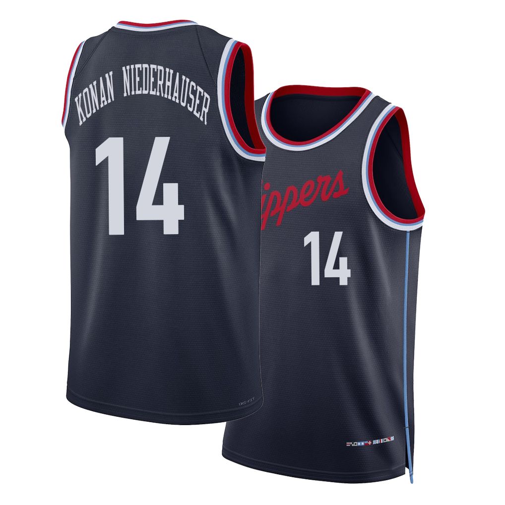 Los Angeles C #14 Konan Niederhauser Player Basketball Sleeveless Navy Jersey Yanic For Adult Youth