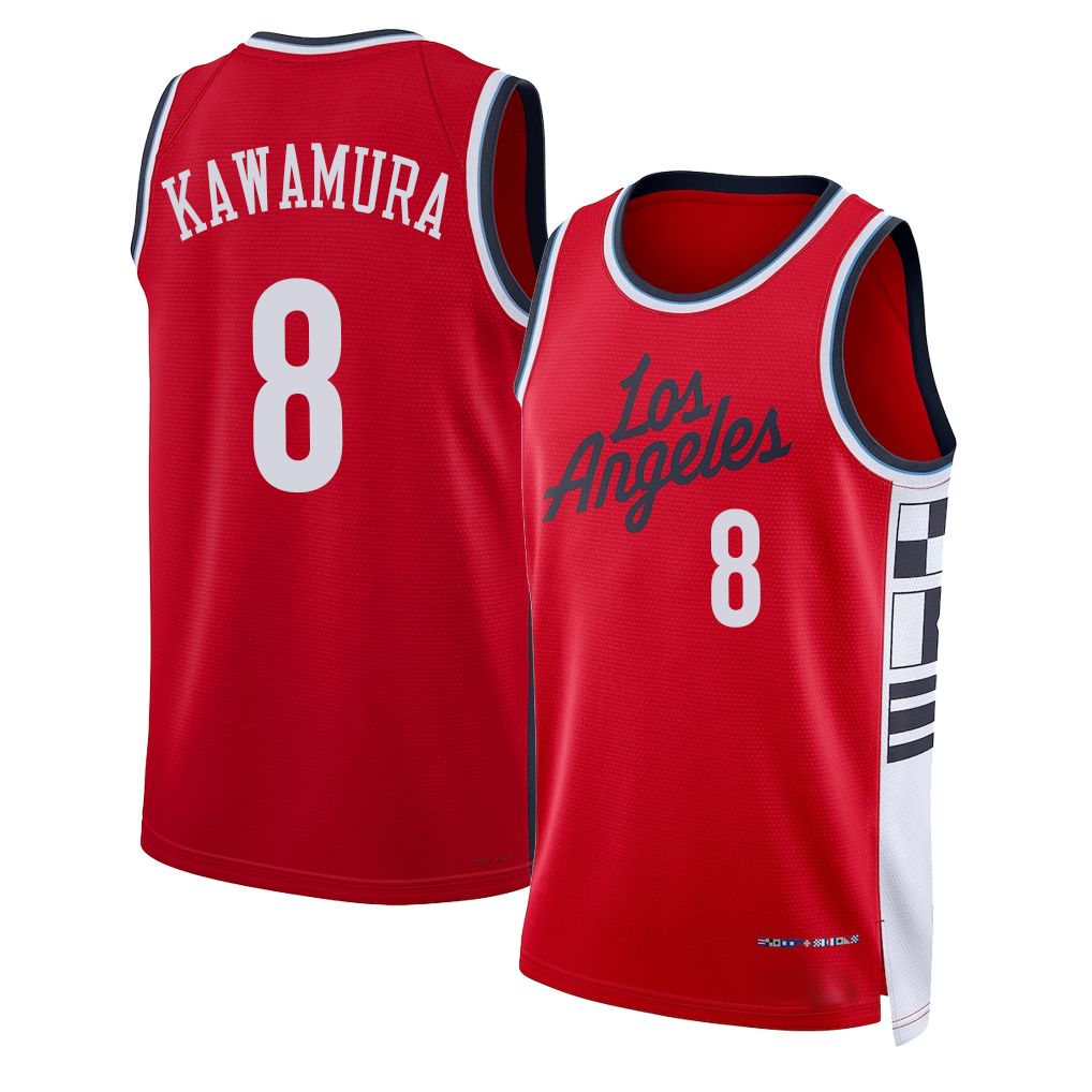 Los Angeles C #8 Kawamura Player Basketball Sleeveless Red Jersey Yuki For Adult Youth