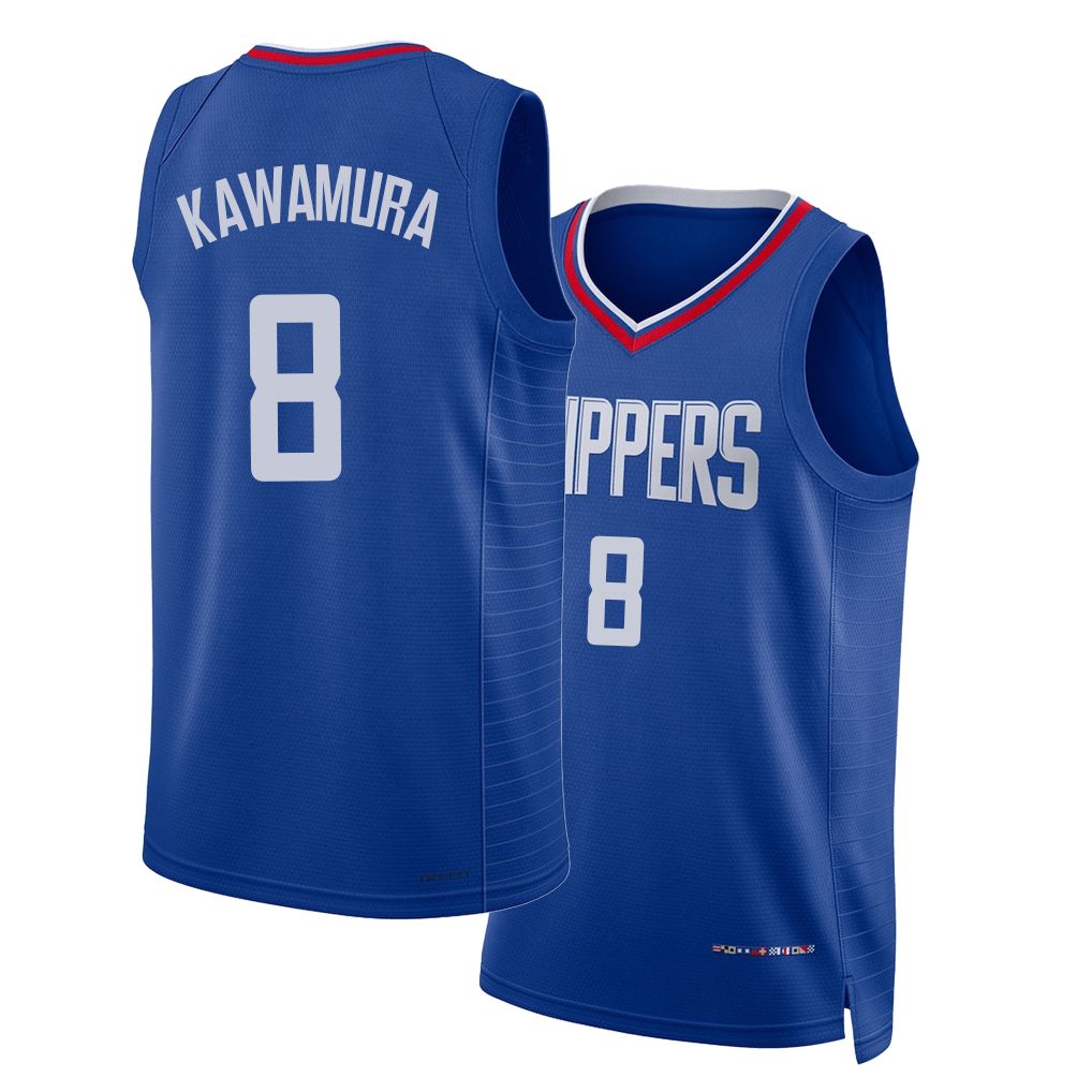 Los Angeles C #8 Kawamura Player Basketball Sleeveless Royal Jersey Yuki For Adult Youth