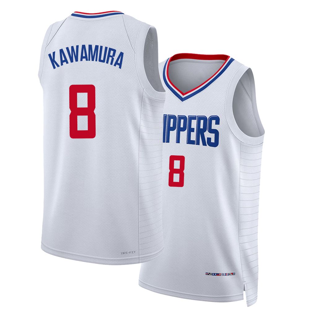 Los Angeles C #8 Kawamura Player Basketball Sleeveless White Jersey Yuki For Adult Youth