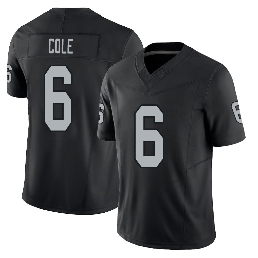 Las Vegas #6 AJ Player Football V Neck Short Sleeve Balck Jersey Cole For Men Youth Women Gift