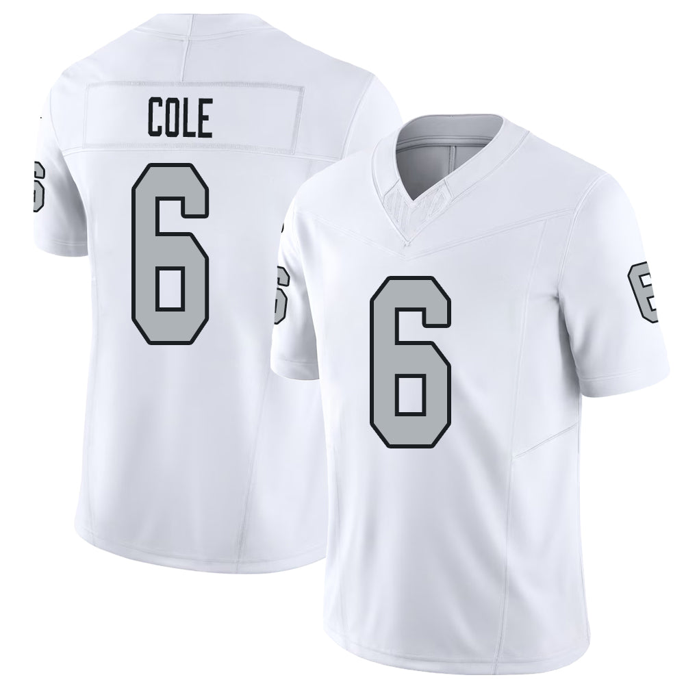 Las Vegas #6 AJ Player Football V Neck Short Sleeve White Jersey Cole For Men Youth Women Gift