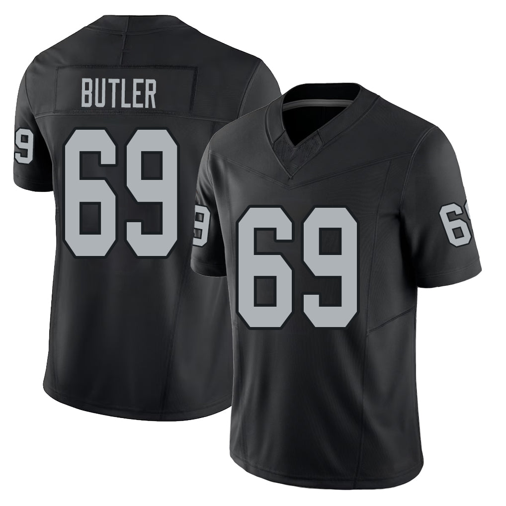 Las Vegas #69 Adam Player Football V Neck Short Sleeve Balck Jersey Butler For Men Youth Women Gift