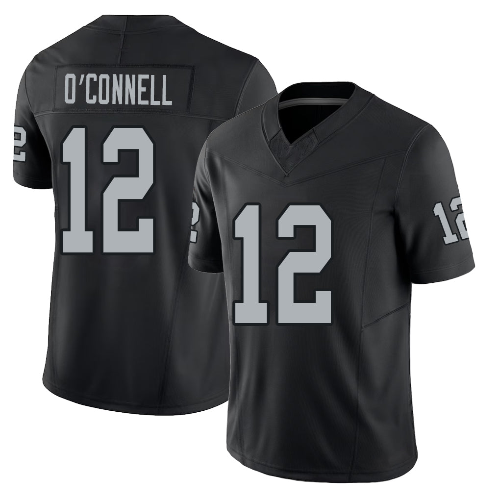 Las Vegas #12 Aidan Player Football V Neck Short Sleeve Balck Jersey O'Connell For Men Youth Women Gift