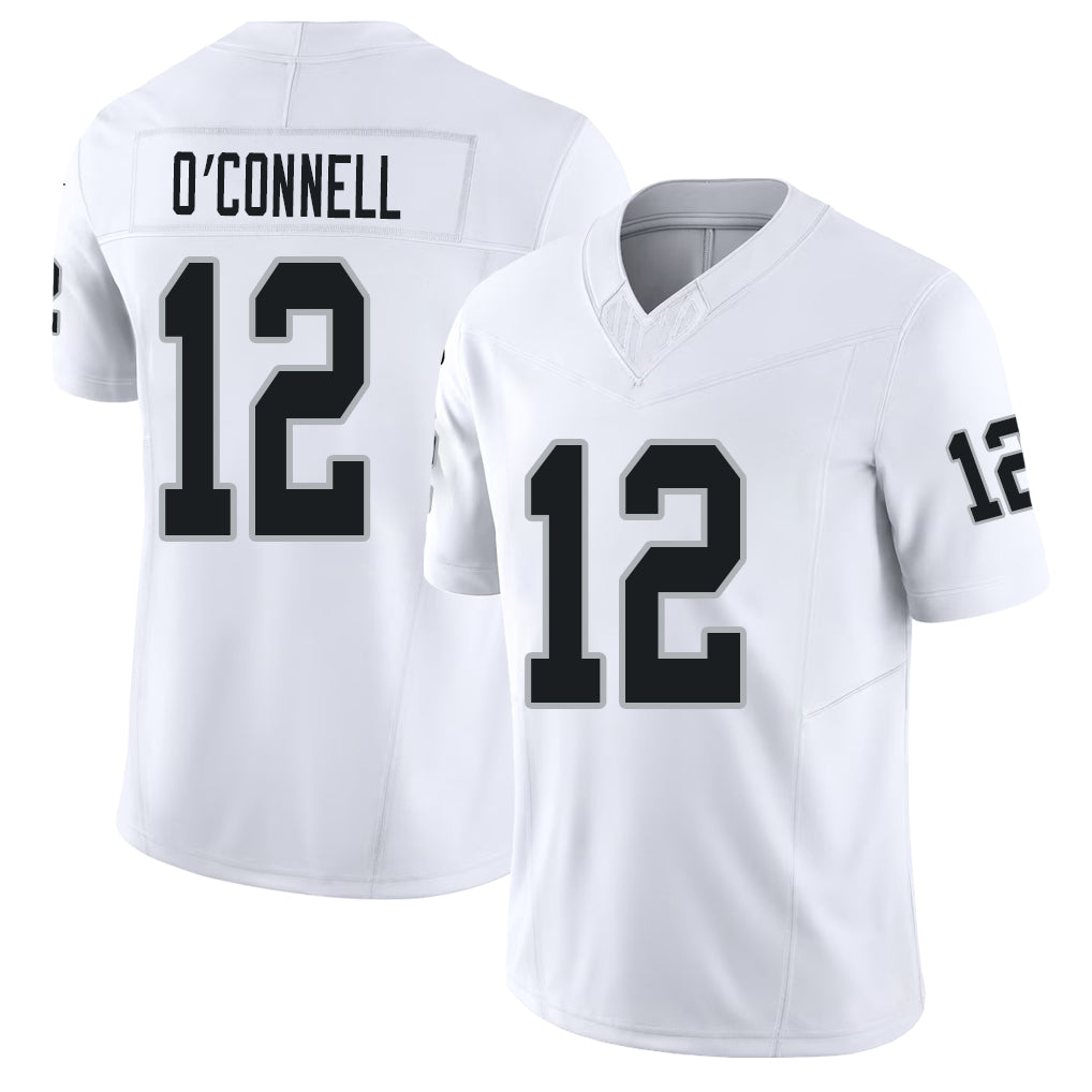 Las Vegas #12 O'Connell Player Football V Neck Short Sleeve White Jersey Aidan For Men Youth Women Gift