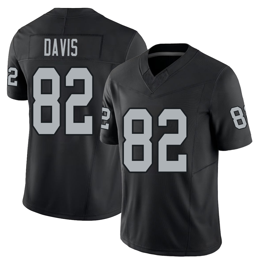 Las Vegas #82 Davis Player Football V Neck Short Sleeve Balck Jersey Al For Men Youth Women Gift