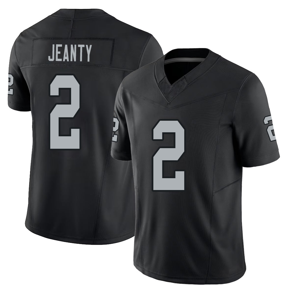Las Vegas #2 Jeanty Player Football V Neck Short Sleeve Balck Jersey Ashton For Men Youth Women Gift