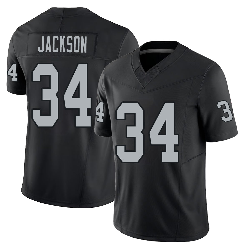Las Vegas #34 Bo Player Football V Neck Short Sleeve Balck Jersey Jackson For Men Youth Women Gift