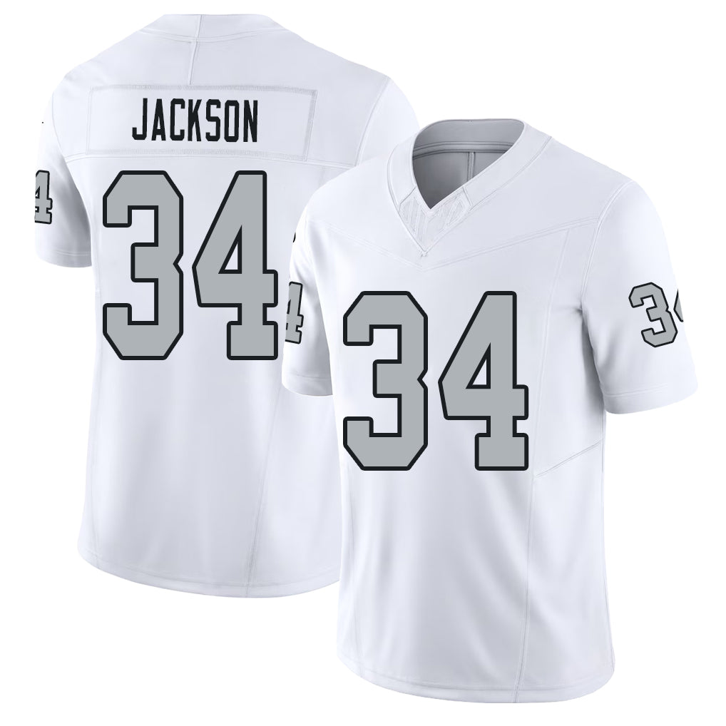 Las Vegas #34 Bo Player Football V Neck Short Sleeve White Jersey Jackson For Men Youth Women Gift