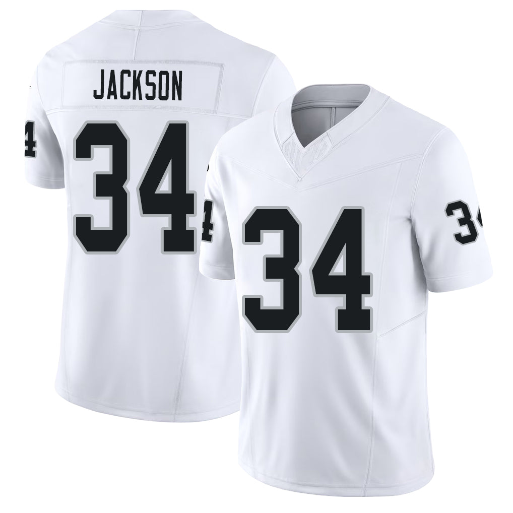Las Vegas #34 Bo Player Football V Neck Short Sleeve White Jersey Jackson For Men Youth Women Gift