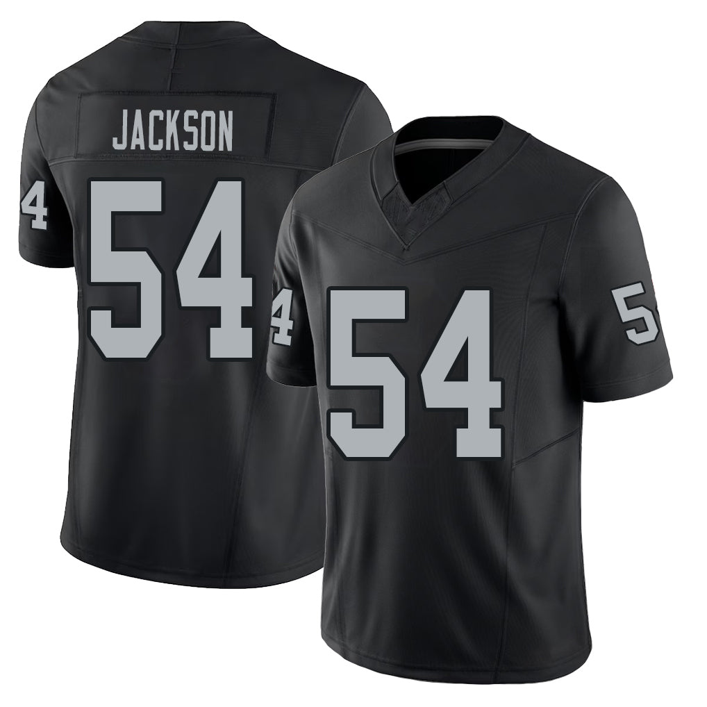Las Vegas #54 Jackson Player Football V Neck Short Sleeve Balck Jersey Brennan For Men Youth Women Gift
